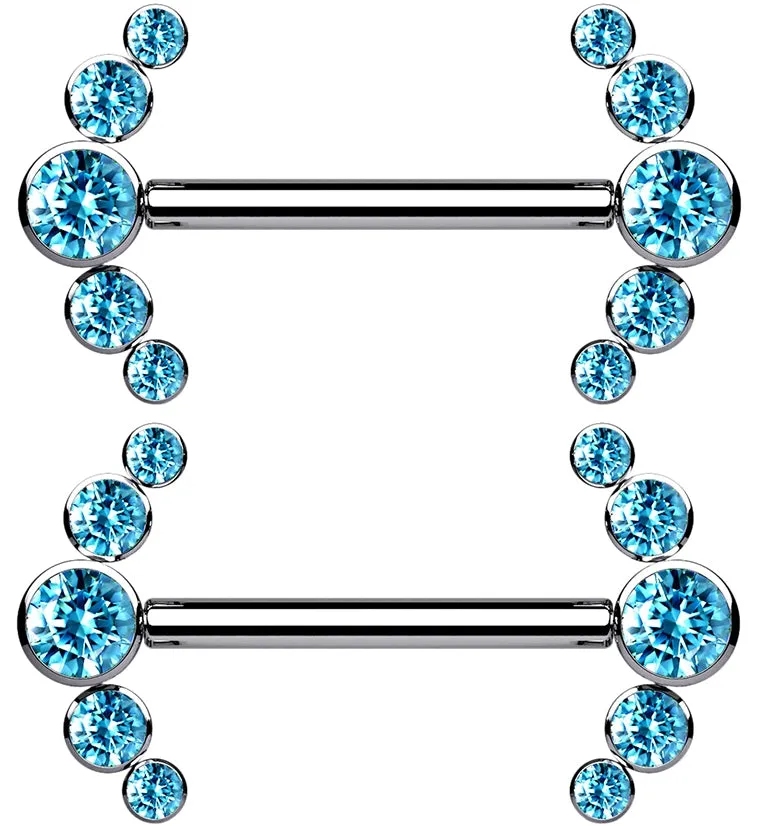 14G Truce Aqua CZ Titanium Nipple Ring Barbell