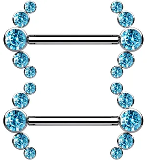 14G Truce Aqua CZ Titanium Nipple Ring Barbell