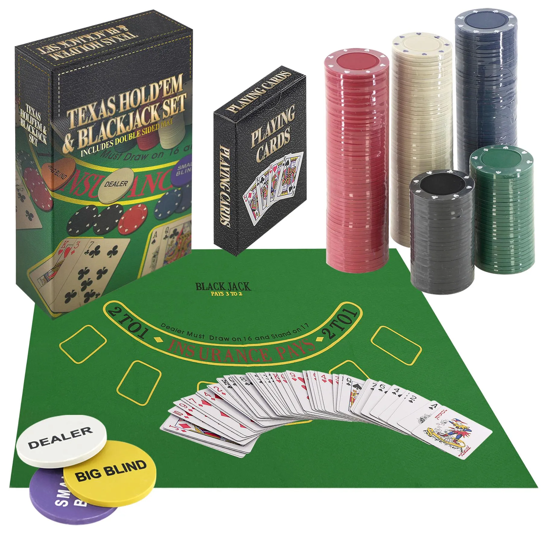 2 in 1 Texas Hold'em & Blackjack Set