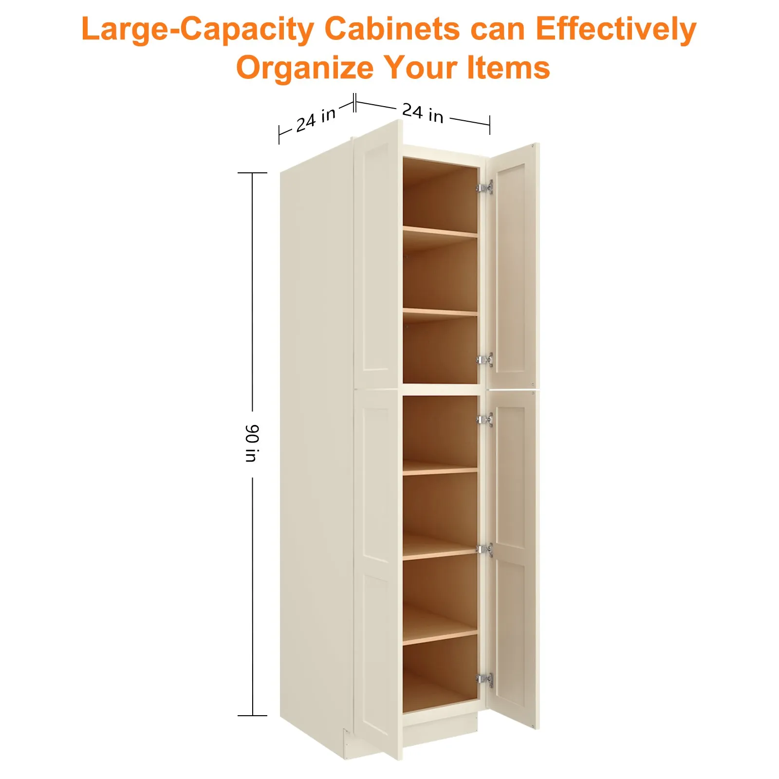 24"D*24"W*90"H Birch Solid Wood Pantry Tall Storage Cabinet U249024