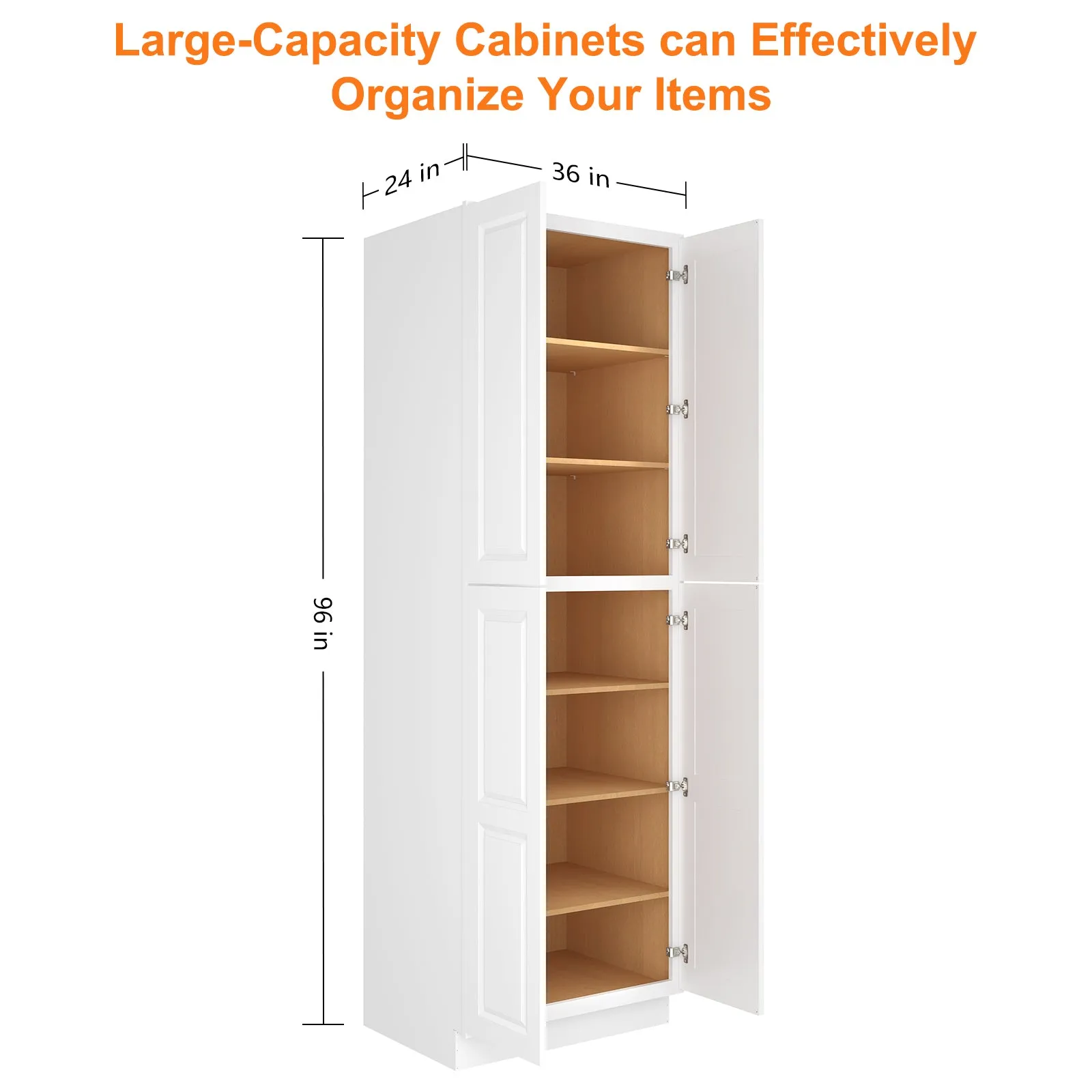 24"D*30"W*96"H Birch Solid Wood Pantry Tall Storage Cabinet U309624