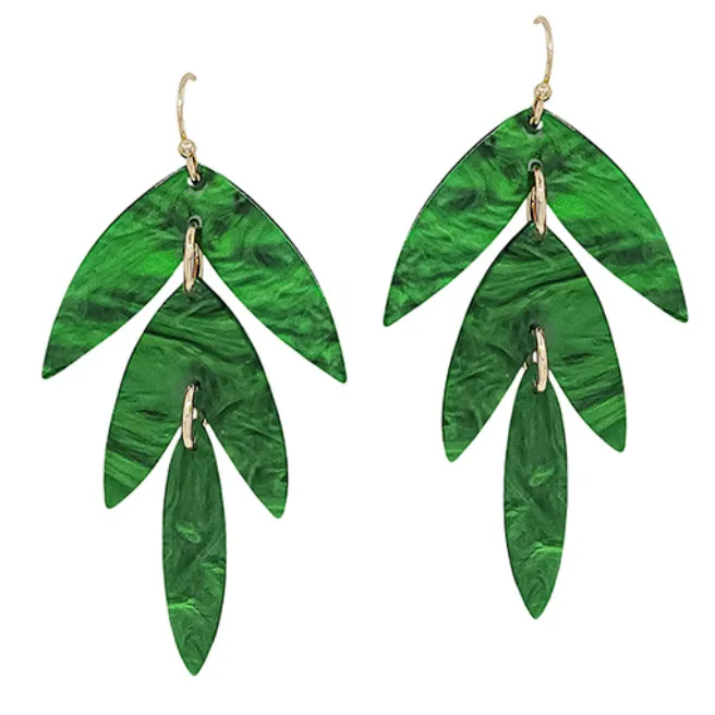 Acetate Leaf Charm Earring