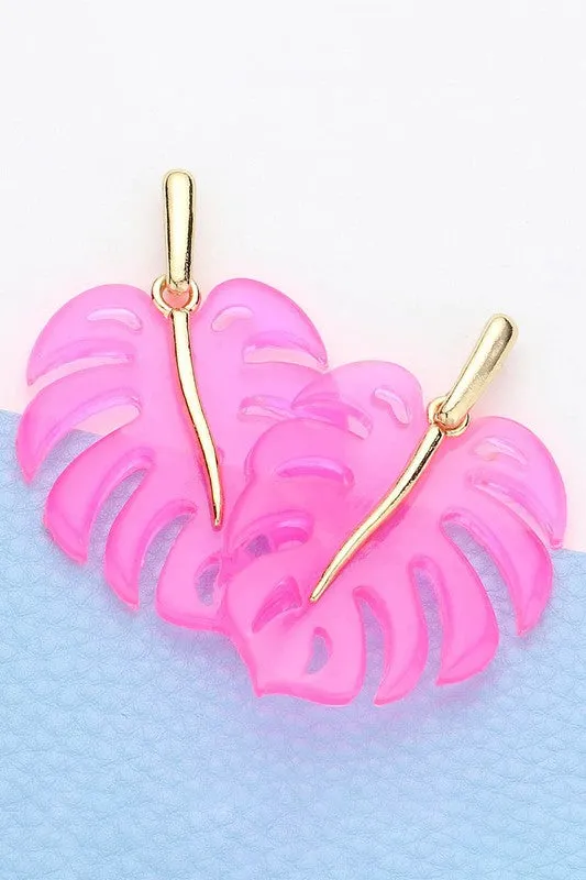 Acetate Tropical Leaf Earring