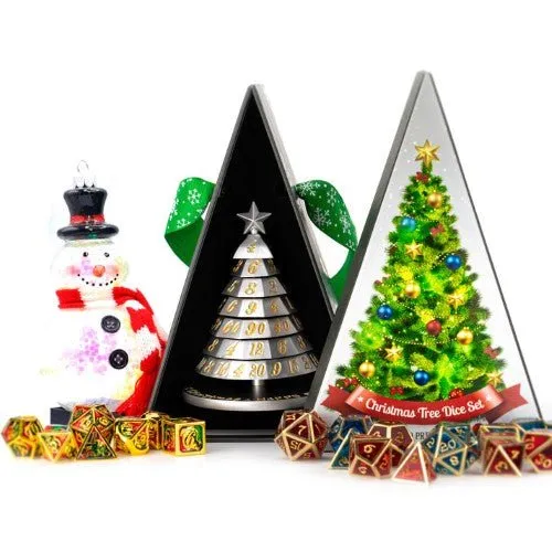 Aluminum Christmas Tree 7 Dice Set - Choose a color