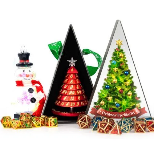 Aluminum Christmas Tree 7 Dice Set - Choose a color