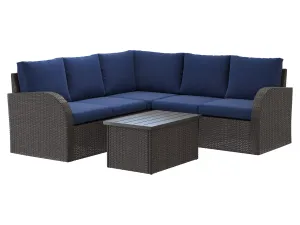 Blue Outdoor Wicker Sectional Set 6pc