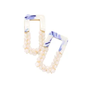 Celluloid Acetate Faceted Beaded Open Rectangle Earrings