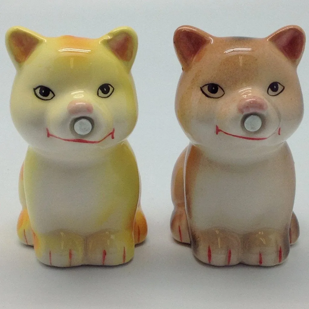 Ceramic Salt & Pepper Set Magnetic Cats