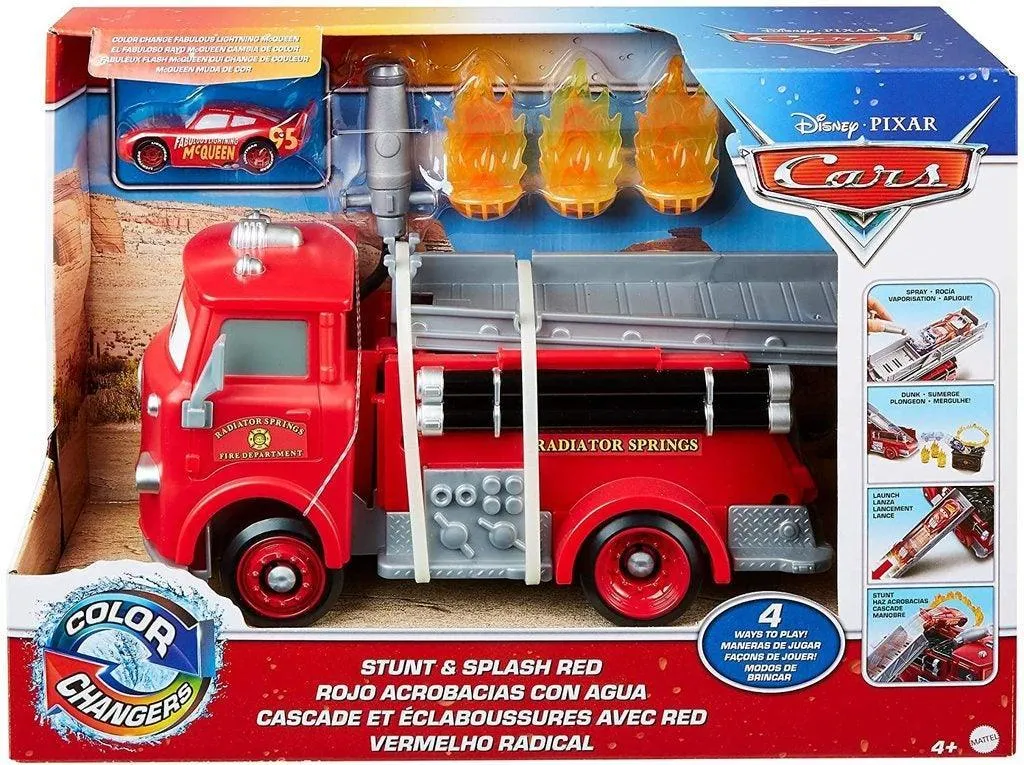 Disney Cars McQueen Toys Stunt & Splash Red Firetruck