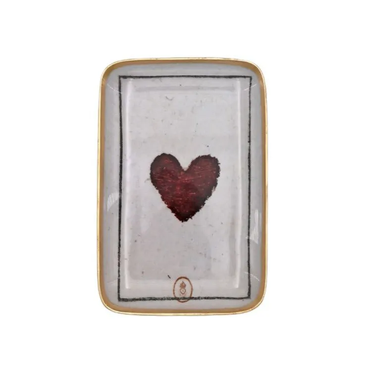 Enamelled Heart Playing Card Tray - Mini - Boncoeurs