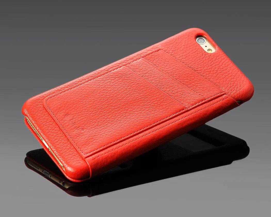 Eyelet Series iPhone 6S Plus Flip Genuine Leather Case - Red