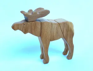 Handmade Wooden Moose Toy