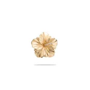 Hawaiian Gardens Hibiscus Pendant in Gold with Diamonds - 15mm