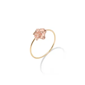 Hawaiian Gardens Hibiscus Ring in Two Tone Gold with Diamonds - 8mm