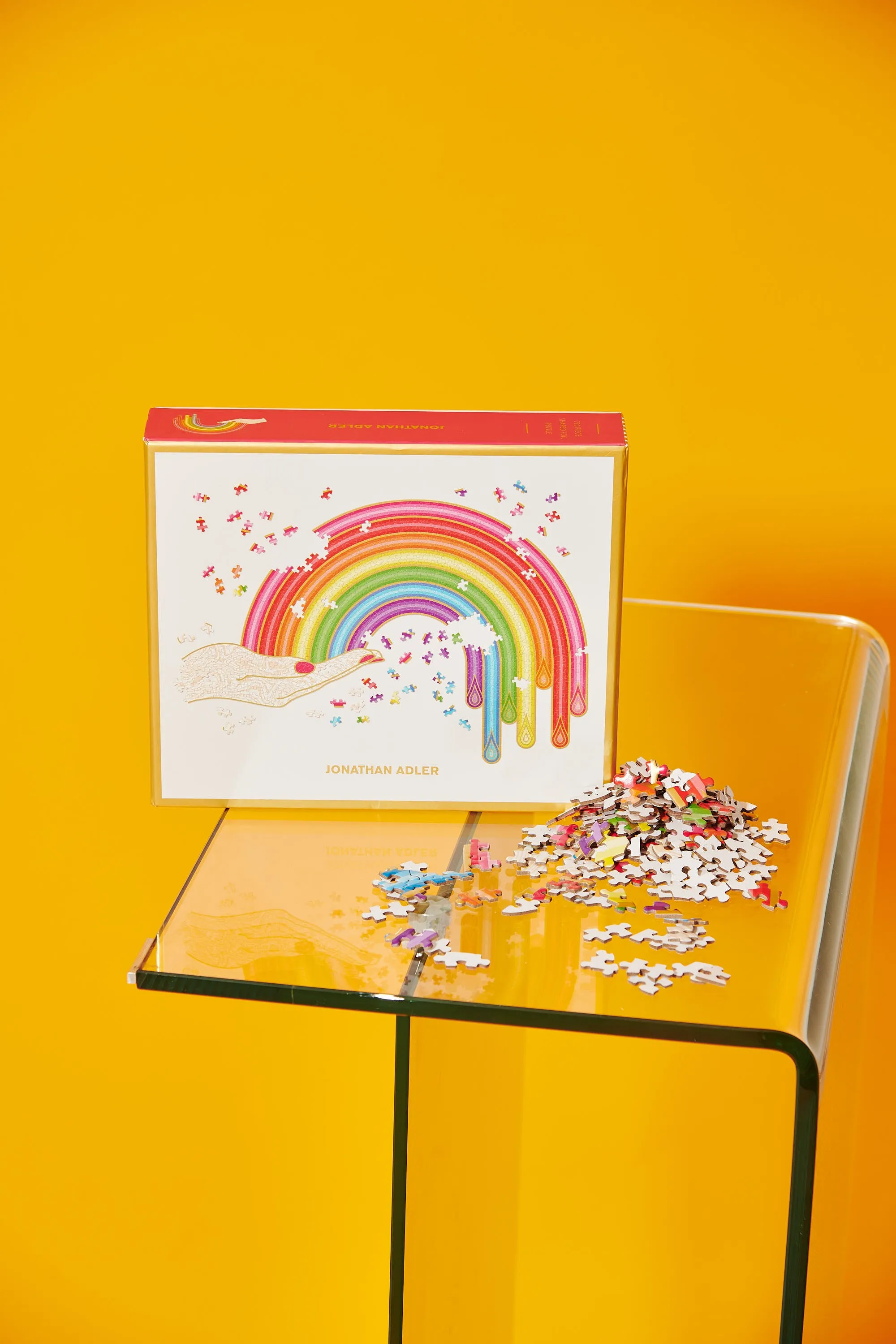 JONATHAN ADLER RAINBOW HAND 750 PIECE SHAPED PUZZLE