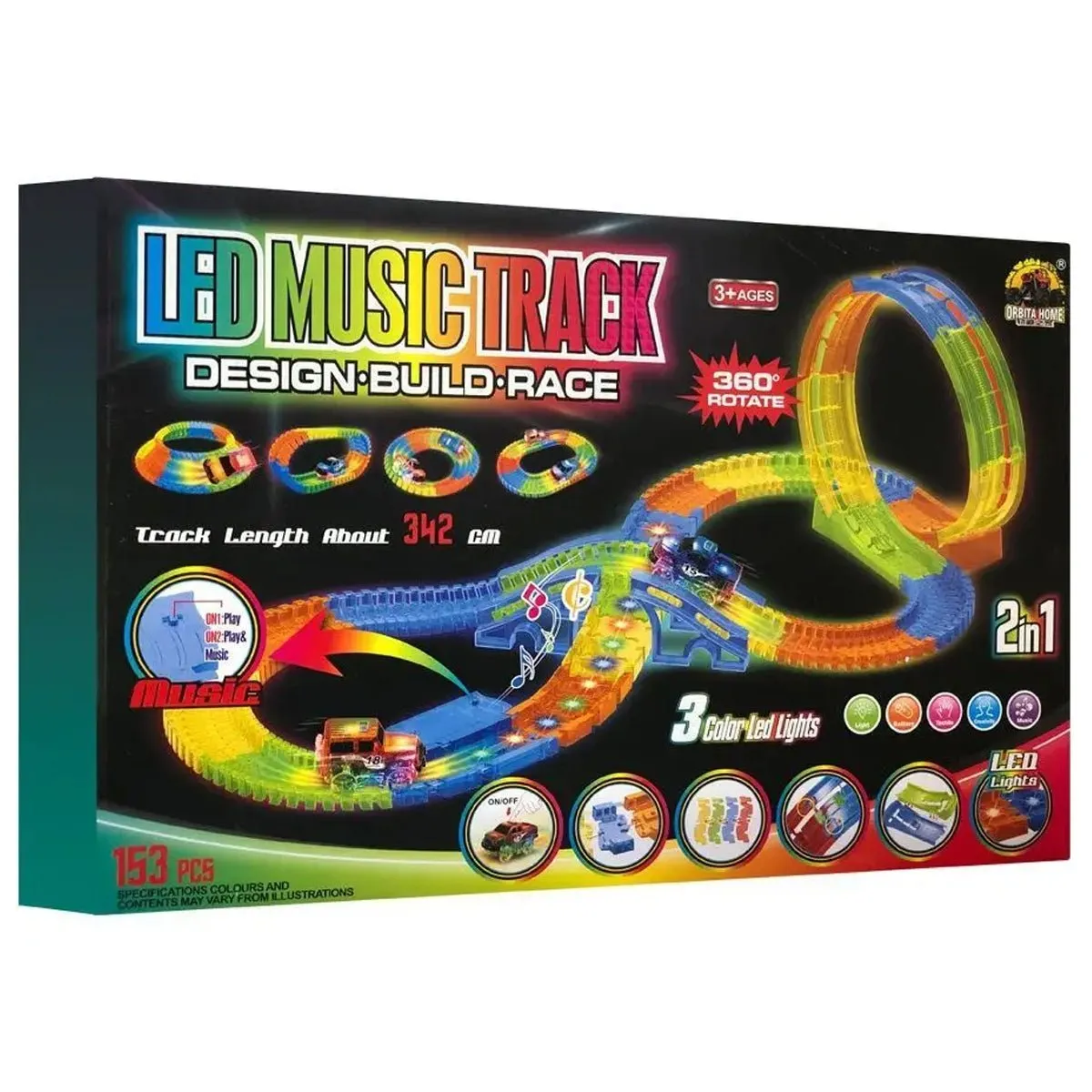 LED Glow Musical Track Set - 153 Pcs