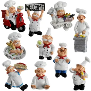 Lyellfe 10 Pieces Chef Fridge Magnets, Cute Italian Chef Magnets for Refrigerator, Funny Kitchen Chef Figurine Decorations, 3D Resin Baker Refrigerator Stickers for Whiteboard, Map, Cabinets