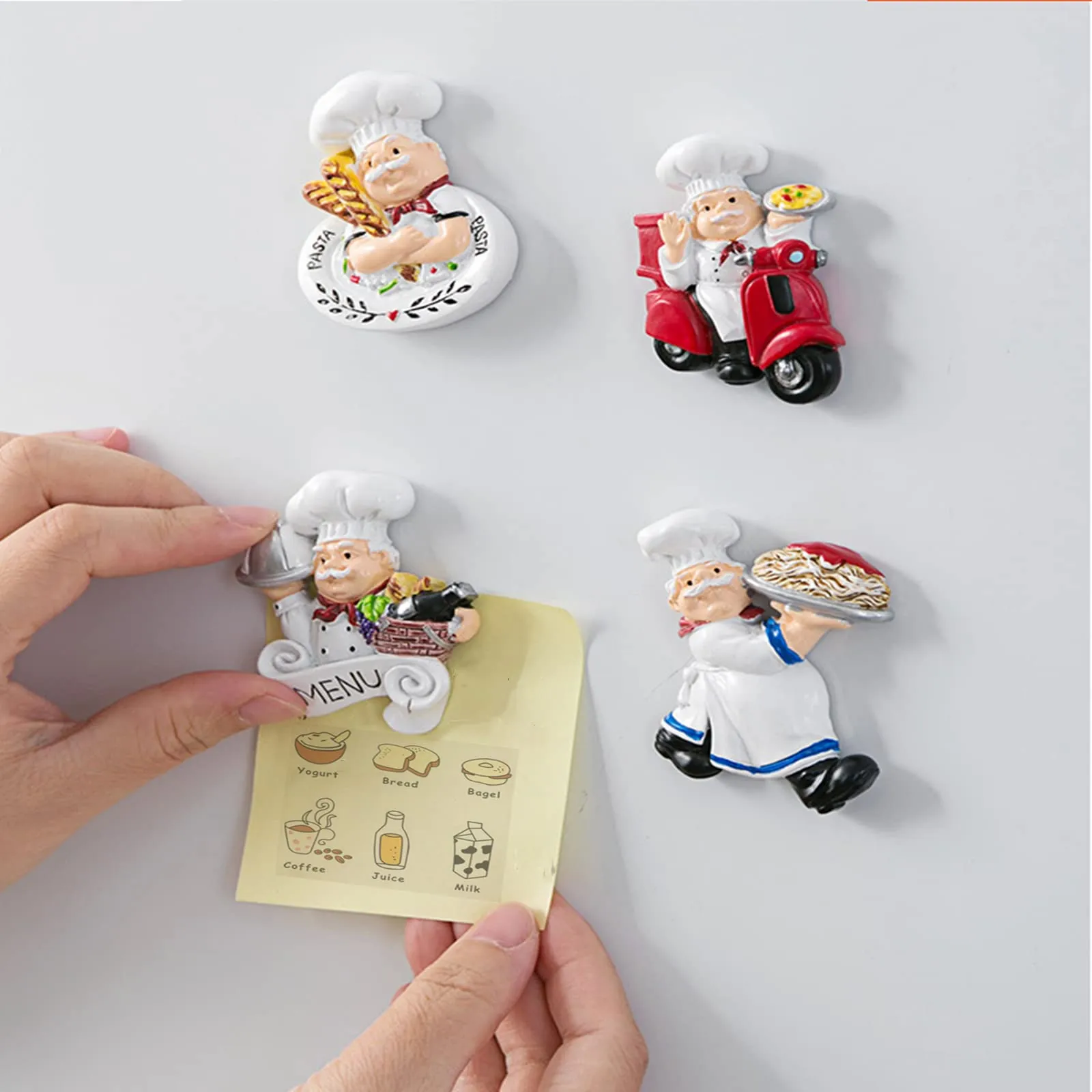 Lyellfe 10 Pieces Chef Fridge Magnets, Cute Italian Chef Magnets for Refrigerator, Funny Kitchen Chef Figurine Decorations, 3D Resin Baker Refrigerator Stickers for Whiteboard, Map, Cabinets