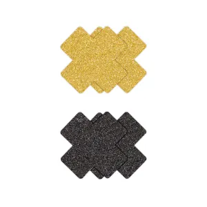 NS Novelties Pretty Pasties Cross 2 Pack - Black & Gold