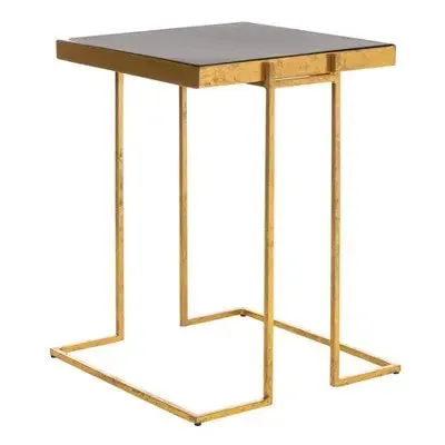 Open Box - Amarylis Greek Key Side Table Black/Gold - Safavieh