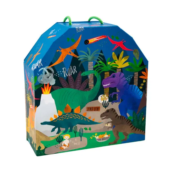 Play Box with Wooden Pieces, Dinosaur