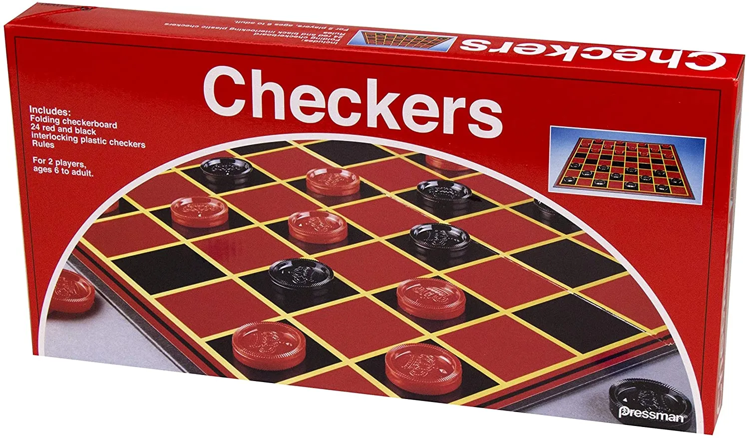 Pressman Checkers -- Classic Game With Folding Board and Interlocking Checkers