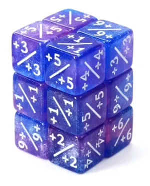 "Galactic Berry Blast" - Blue and Purple with Glitter - Counter Dice (12) - Level One Dice