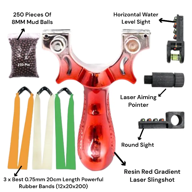 Red Gradient Precision Shooting Powerful Resin Slingshot For Outdoor Target Shooting