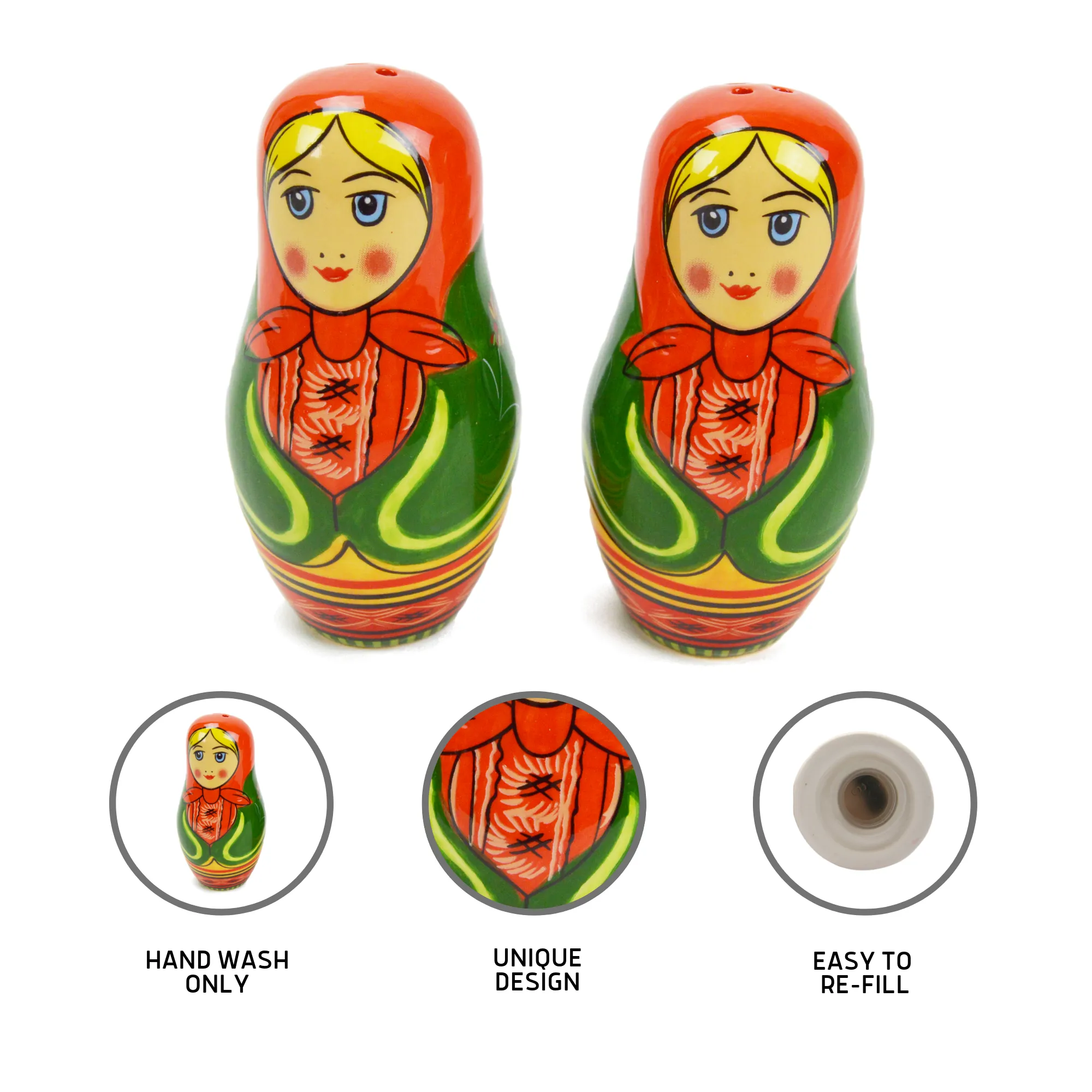 Russian Nesting Doll Collectible Salt & Pepper Set