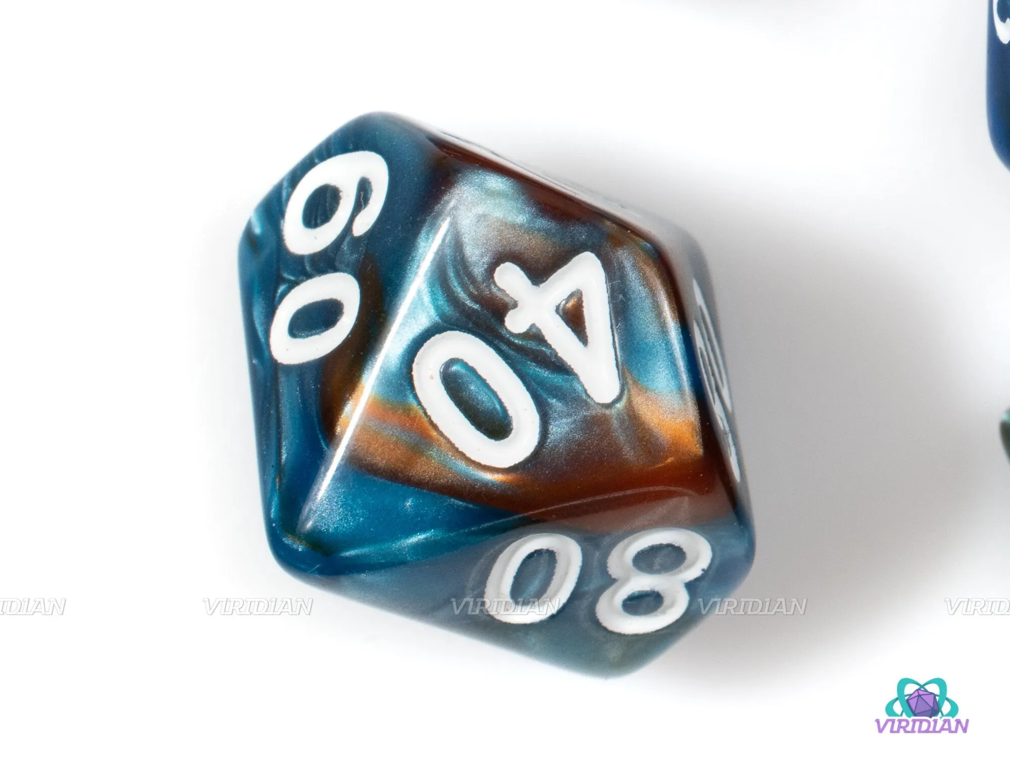 Sea Dragon | Orange & Blue Swirl Acrylic Dice Set (7) | Dungeons and Dragons (DnD)