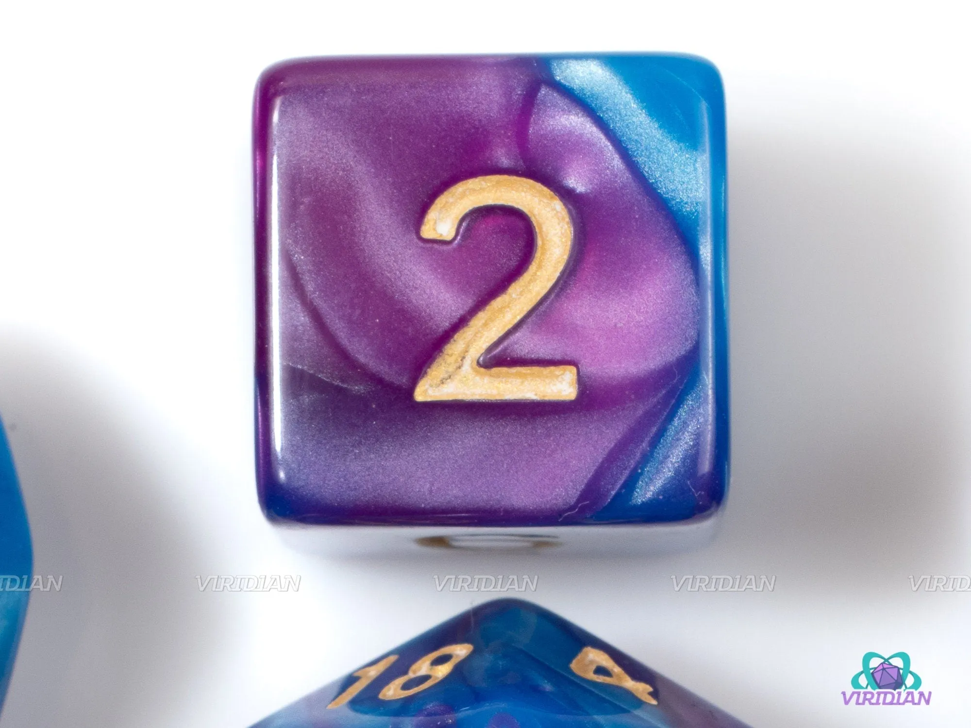 Starry Night | Blue & Deep Purple Swirled Acrylic Dice Set (7) | Dungeons and Dragons (DnD)