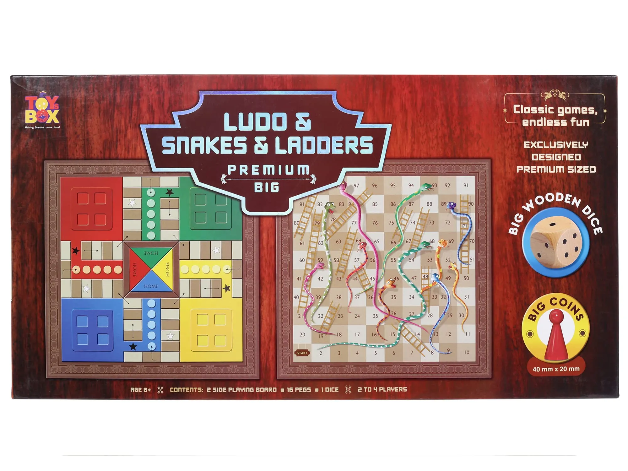 Toysbox Ludo and Snakes & Ladders Premium Big Classic Board Game to Play with Kids and Adults