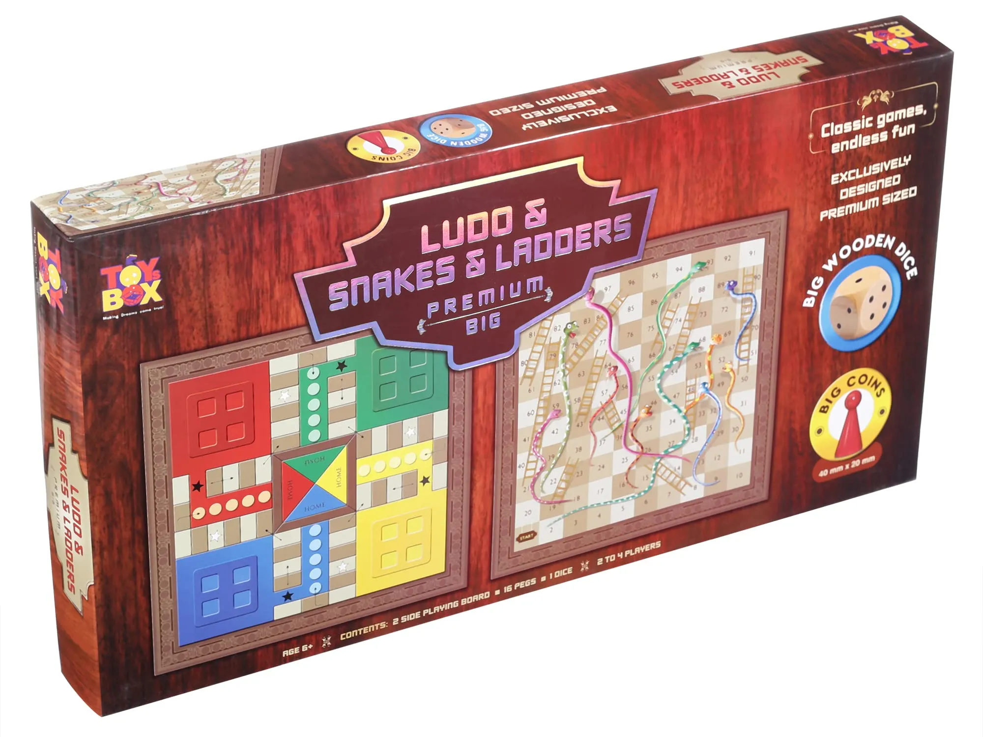 Toysbox Ludo and Snakes & Ladders Premium Big Classic Board Game to Play with Kids and Adults