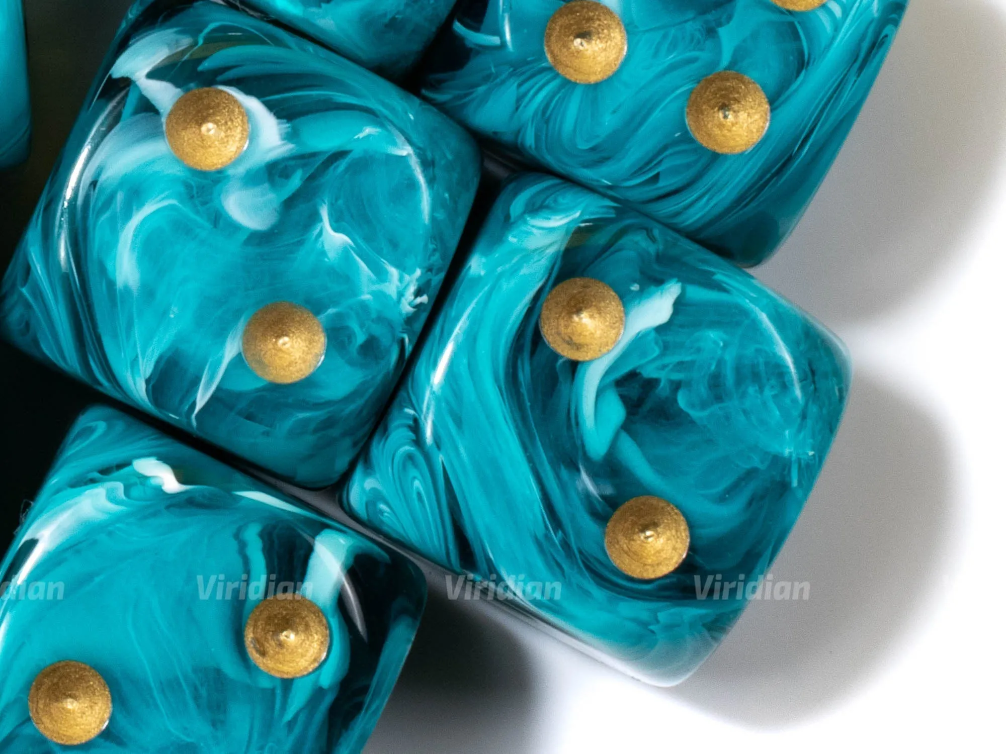 Vortex Teal & Gold | D6 Block | Chessex Dice (12)